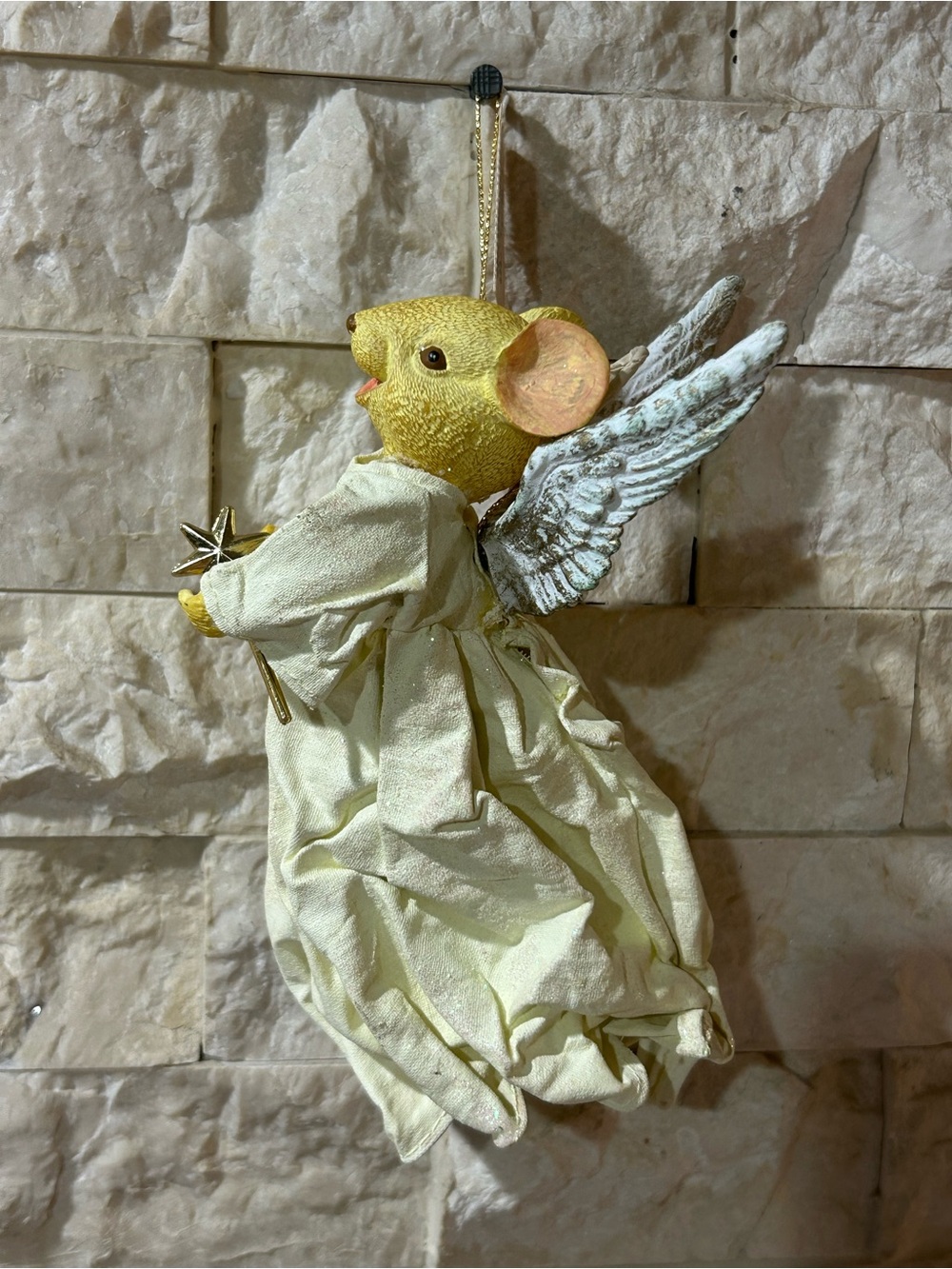 Neiman Marcus Gold and Cream Angel Mouse Ornament